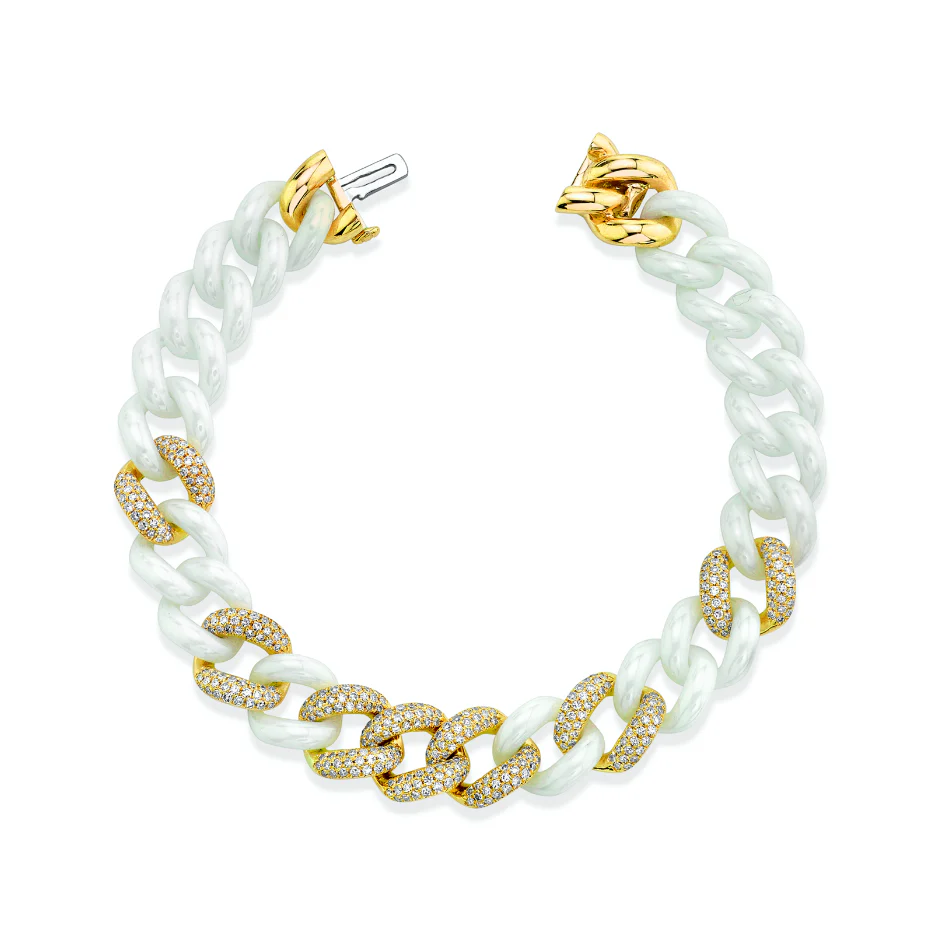 WHITE CERAMIC PAVE ESSENTIAL LINK BRACELET - Image 5