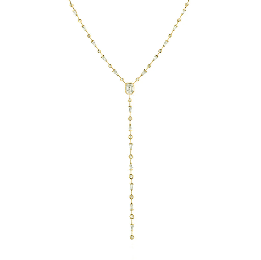 MIXED DIAMOND Y NECKLACE - Image 3
