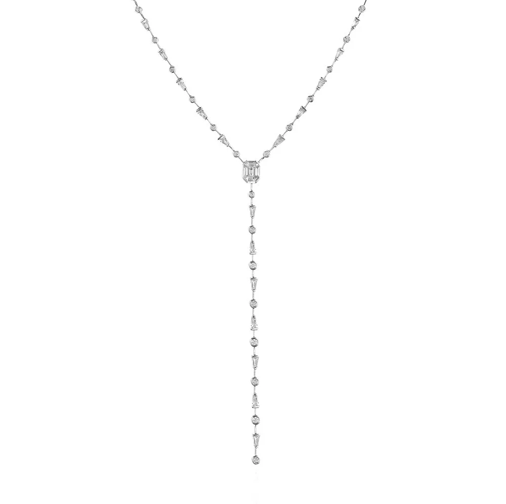 MIXED DIAMOND Y NECKLACE - Image 4