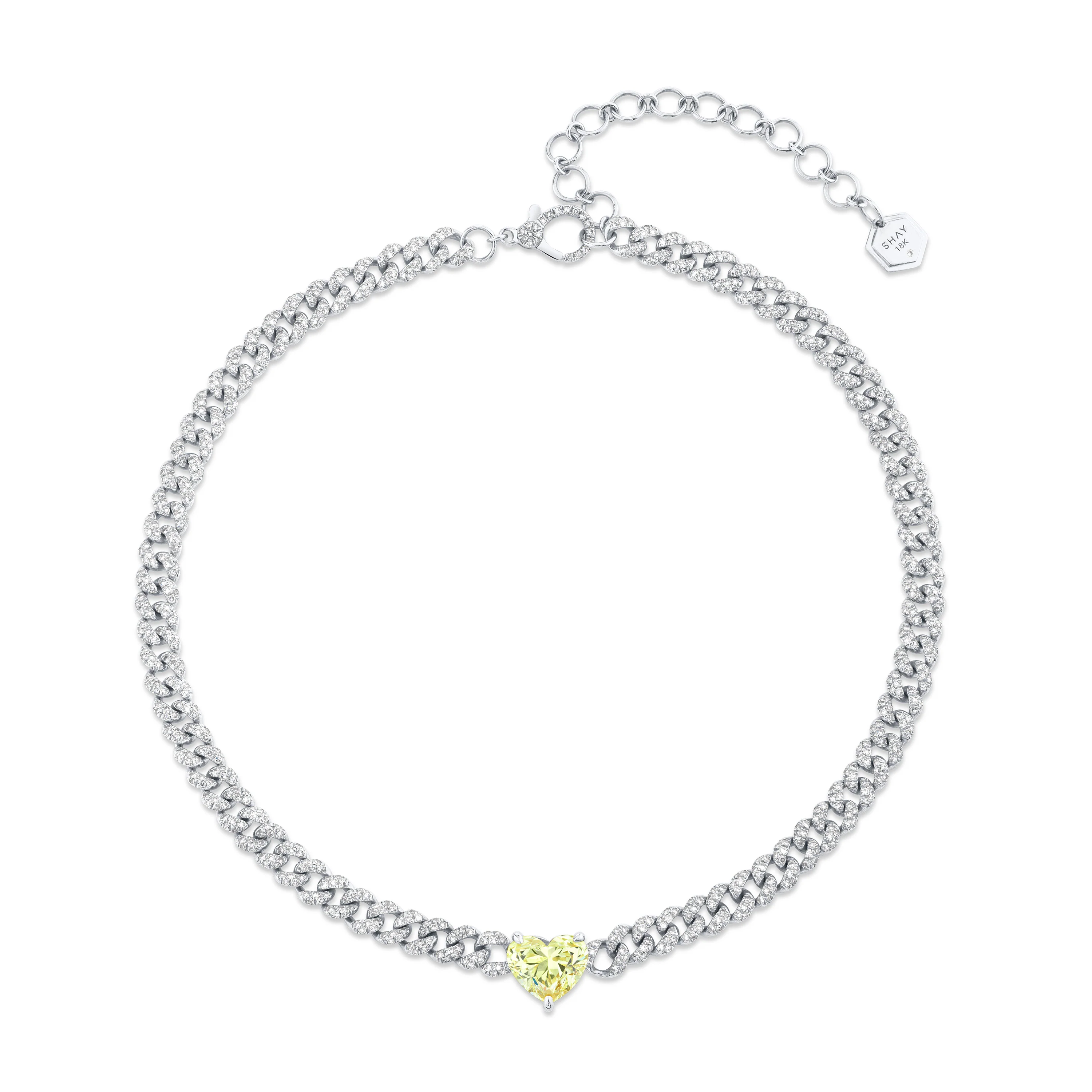 YELLOW DIAMOND HEART MINI LINK NECKLACE - Image 3